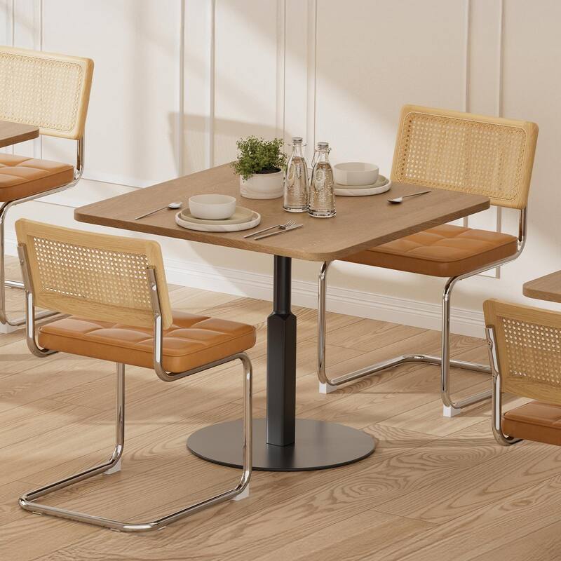 Natural Rattan Dining Chairs Set of 4, Modern Dining Room Chairs with Solid Wood Back, Mid Century Breuer Design Inspired