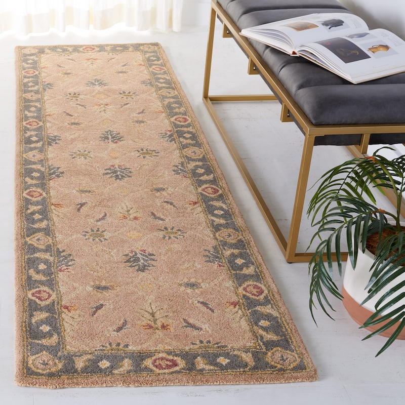 SAFAVIEH Handmade Anatolia Meenje Traditional Oriental Hand-spun Wool Rug - 2'3" x 8' Runner - Brown/Blue