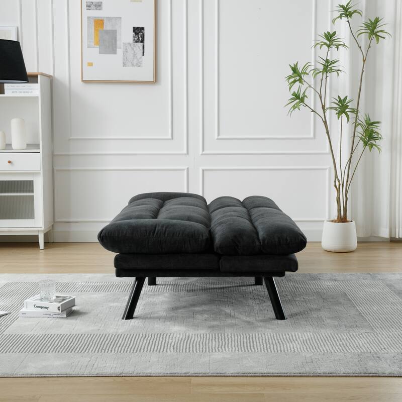 Modern 2-Seater Linen Sofa with Metal Legs, Set of 1