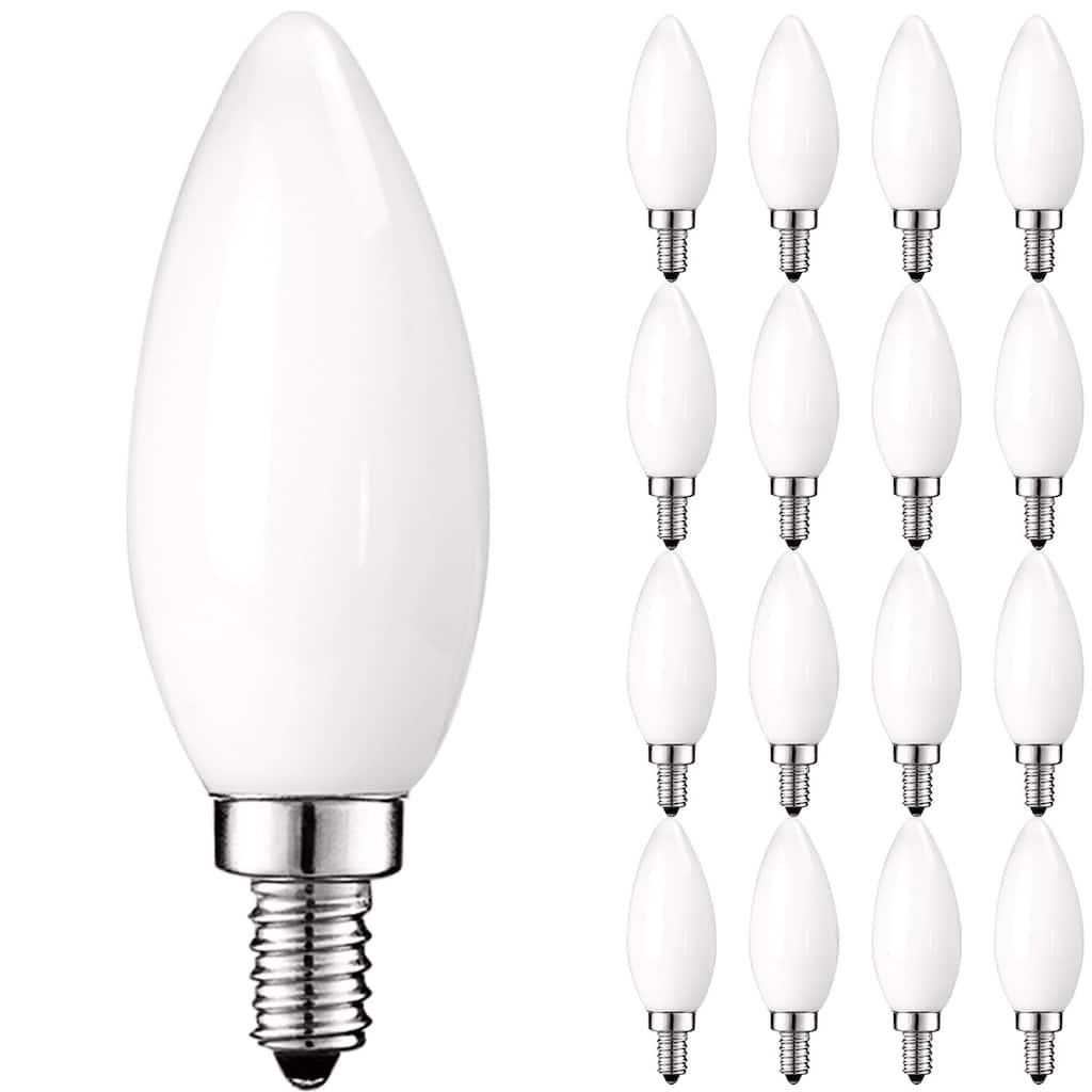 Luxrite LED Chandelier Light Bulbs, E12 Led Bulb Dimmable, 40 Watt Equivalent, 2700K Warm Whit, 360lm, UL Rated, 16 Pack