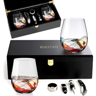 Stemless Wine Glasses Gift Set