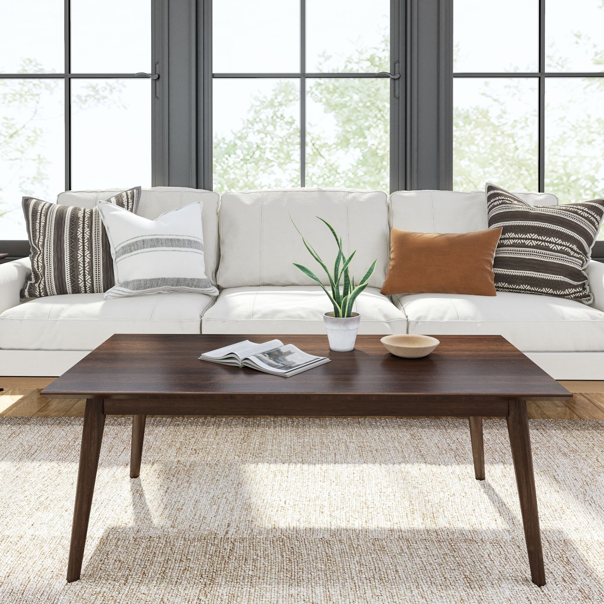 Mid-century Modern 48-inch Rectangle Wood Coffee Table
