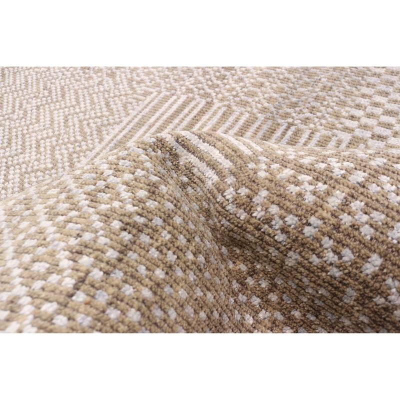 ECARPETGALLERY Hand-knotted Elysian Taupe Silk Rug - 5'2 x 7'7