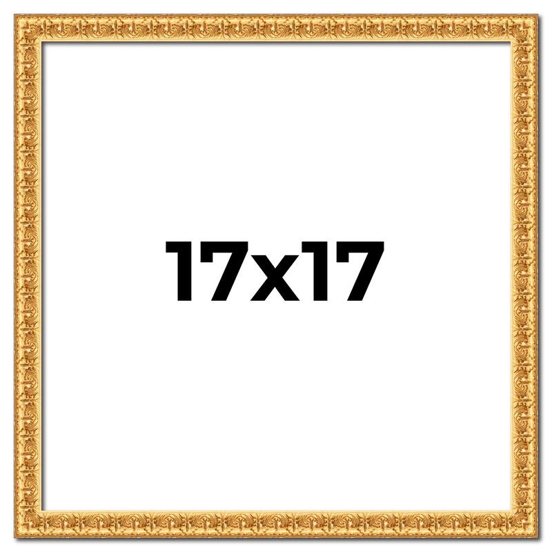 17x17 Frame Gold Real Wood Picture Frame Width 1 inches | Interior
