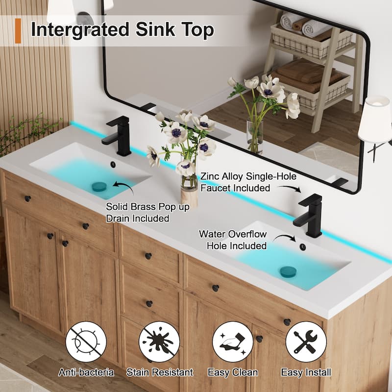 36"/48"/60"/72" Bathroom Vanity Set with Sink & Faucet