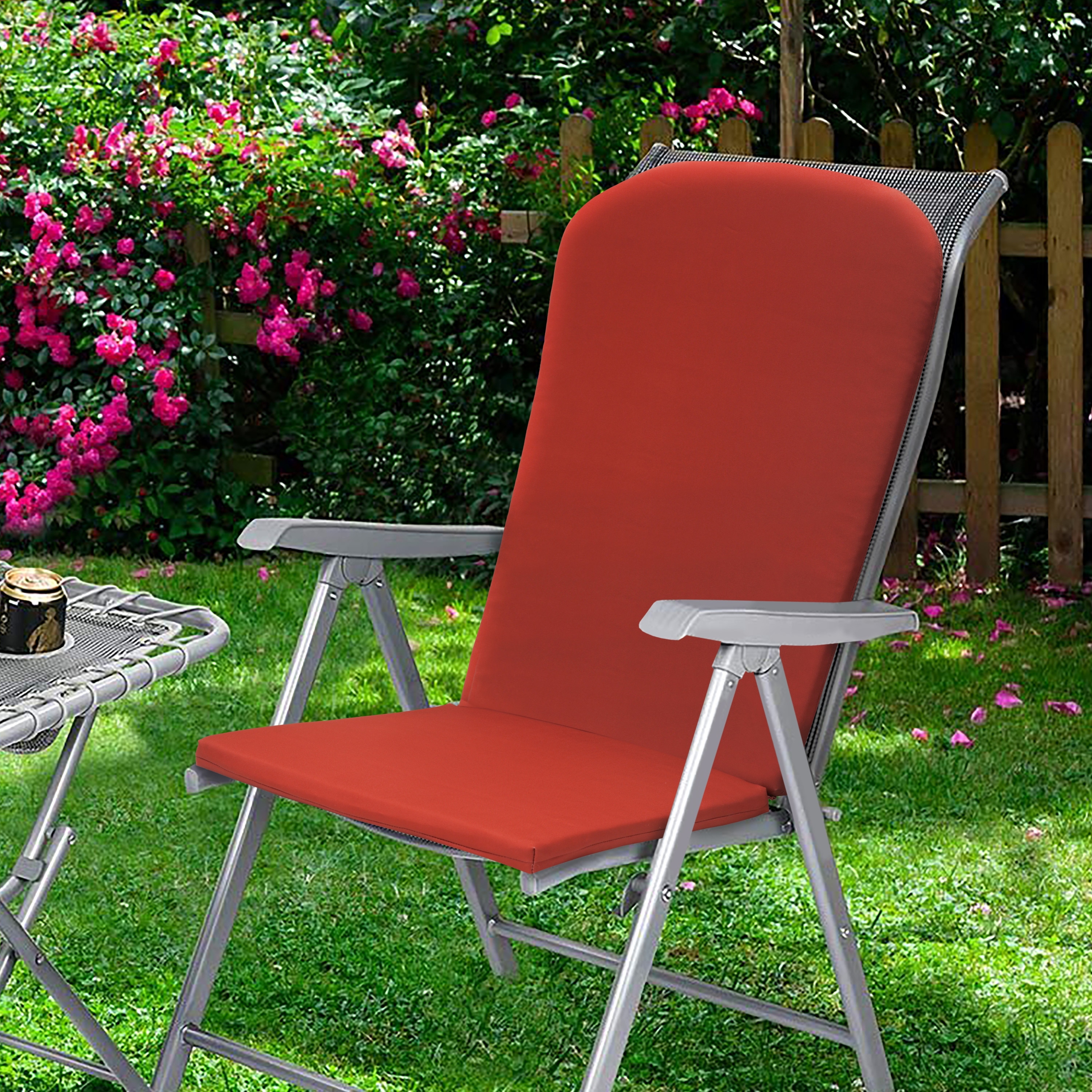 Ruby Red Outdoor High Back Adirondack Cushion 24 X 51 In Solid Red 24 