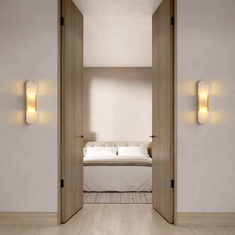 KAYLA Dimmable LED Polished Wall Sconce With Alabaster Shade (Set Of 2)
