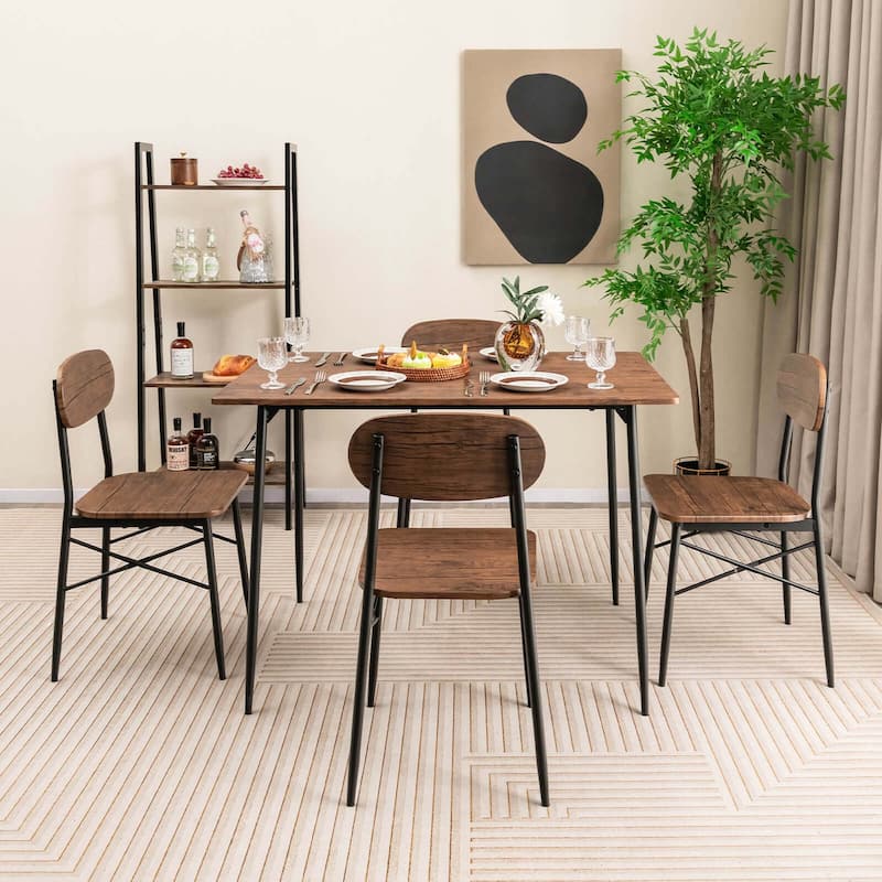 Costway 5-Piece Dining Table Set for 4 Modern Kitchen Dining Room