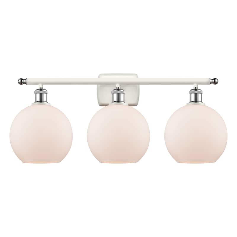 Innovations Lighting Athens 3 Light 26" Bath Vanity Light - 8" Shade - Matte White/White and Polished Chrome