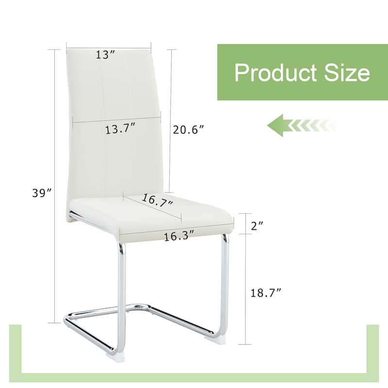 2-Pack White PU Upholstered Dining Chairs