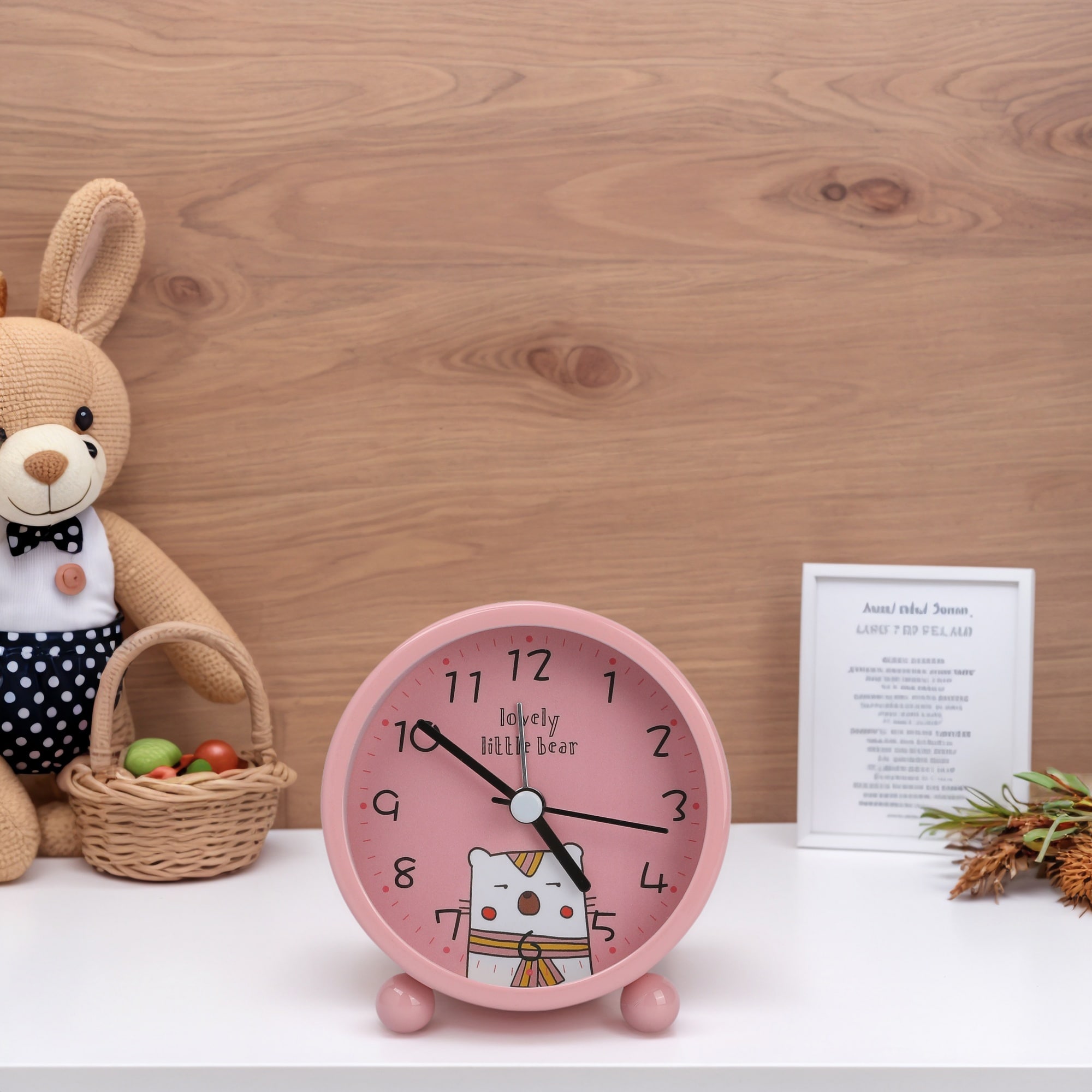 Cute Alarm Clock, Non-Tick Movement, with Spherical Base, Lovely Animal Patterns for Teens - 3.1"L x 1.9"W x 3.3"H
