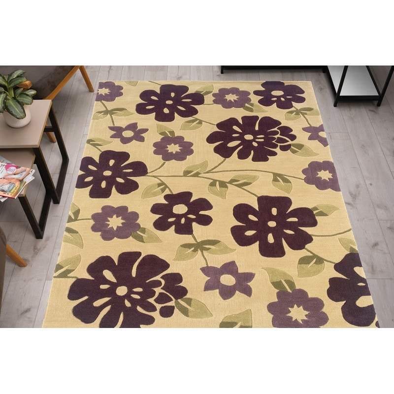 Hand-Tufted Trio Purple Floral Rug Collection