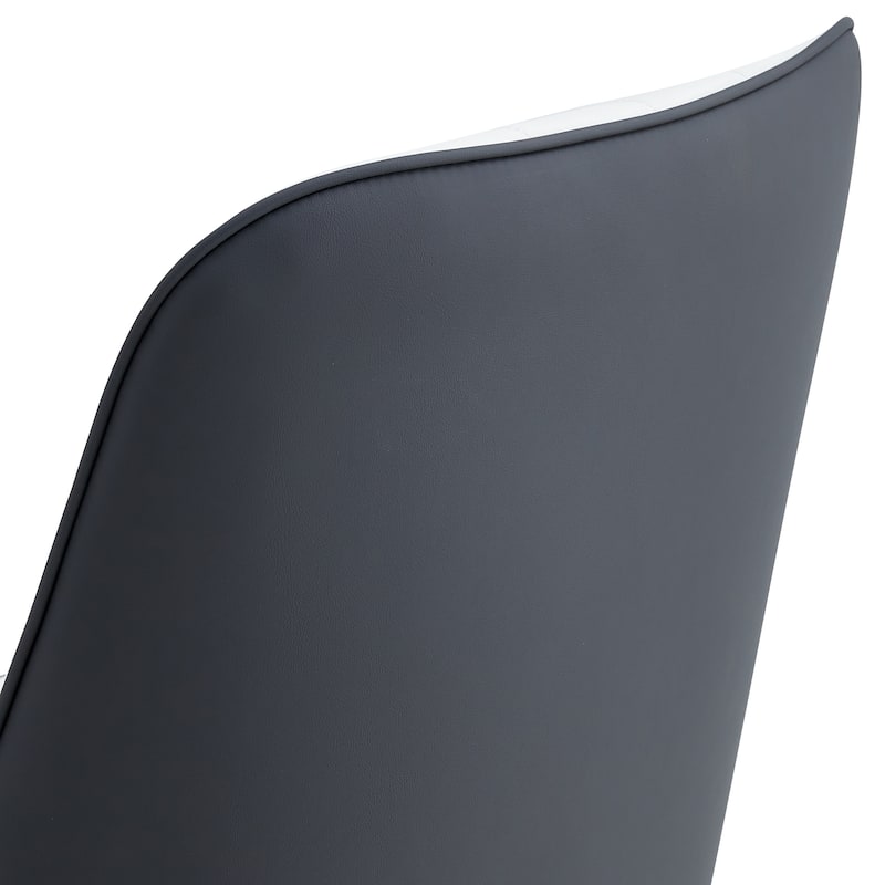 Set of 2 modern dining chair with a white dark gray dual tone PU leather backrest and black metal legs