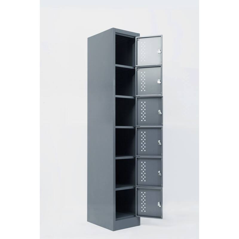 Metal garage storage cabinet, six separate storage compartments - 70.98-inch steel lock cabinet