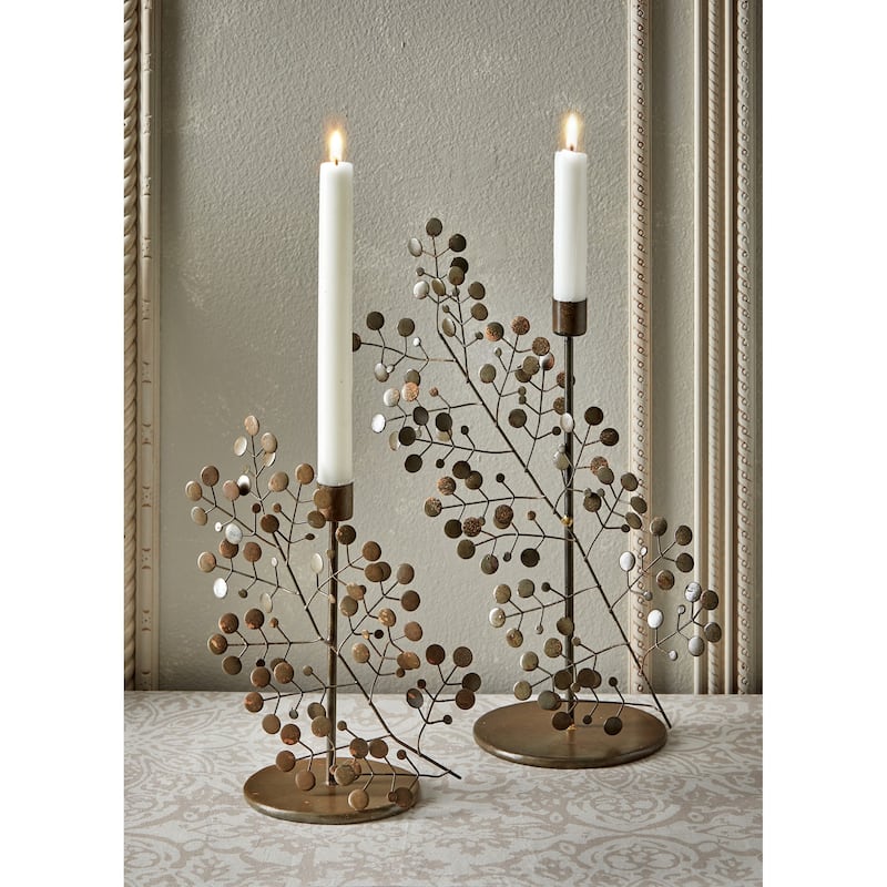 Tarin Small Taper Holder Brown Iron Candle Holder 9 in H for Straight Candles Everyday Use Decorative Accent