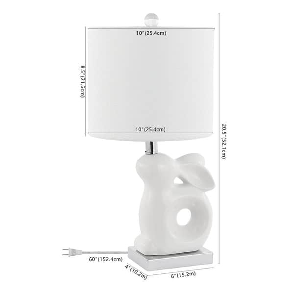 dimension image slide 0 of 7, SAFAVIEH Kids Lighting 19" Ruby Rabbit Lamp - 10.3"x10"x19"