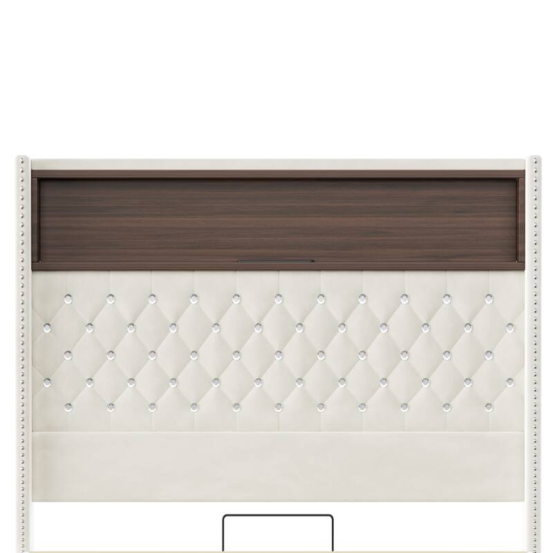 Luxurious Design Platform Bed Frame with USB Port and Night Light