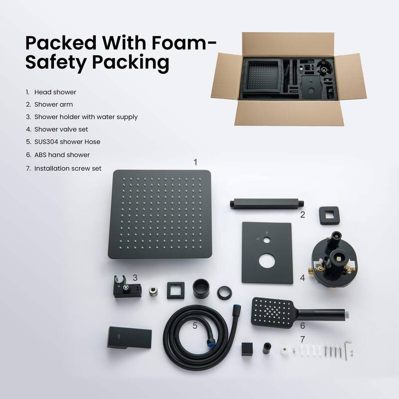 Pressure Balanced Ceiling Mounted 3-Function Shower System with Rough In Valve