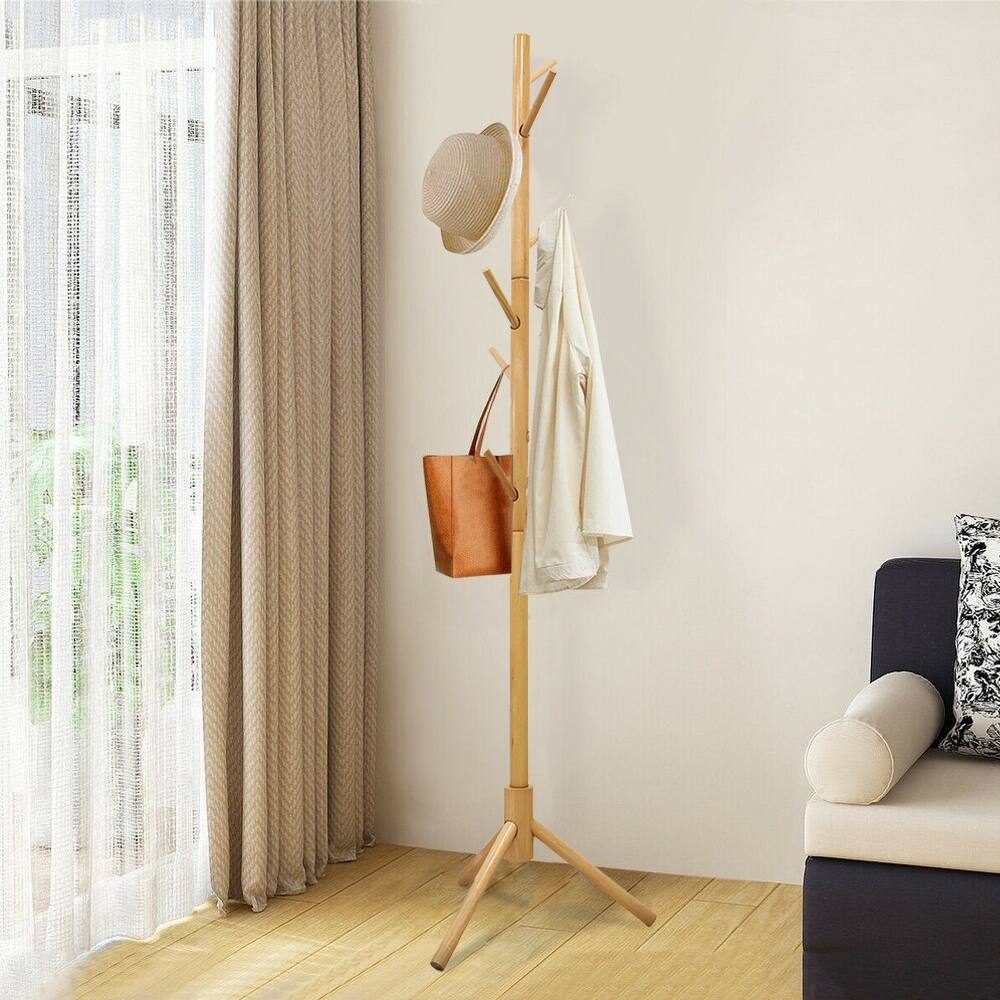 Bamboo Coat Rack Freestanding Garment Tree Hanger Stand for Bedroom - 67" H