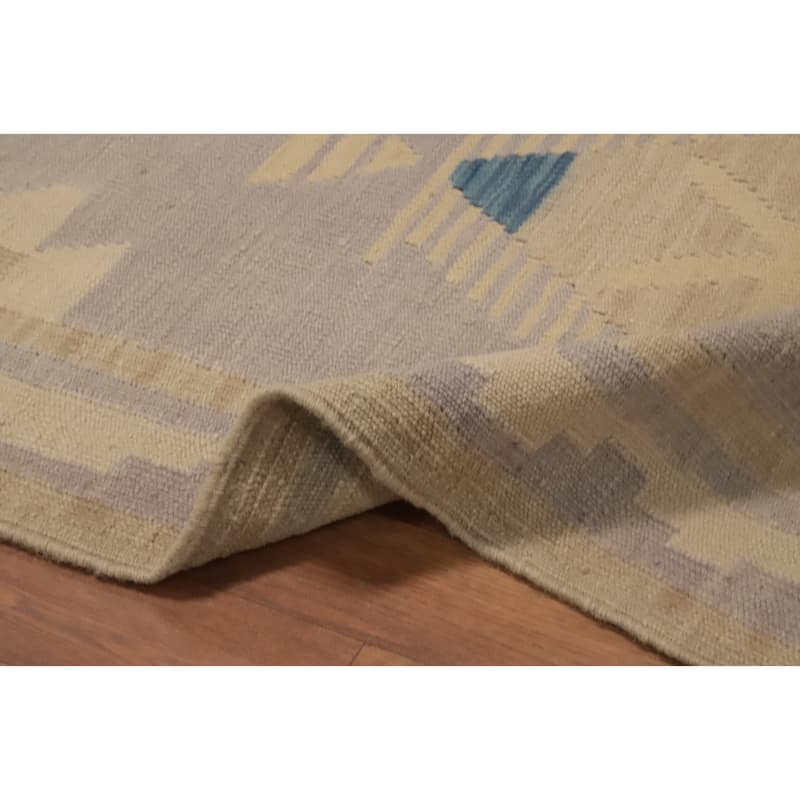 Hand Woven Oriental 100% Wool Carpet Southwestern Tribal Purples Kilim Runner Rug - 9' 9'' X 2' 7''