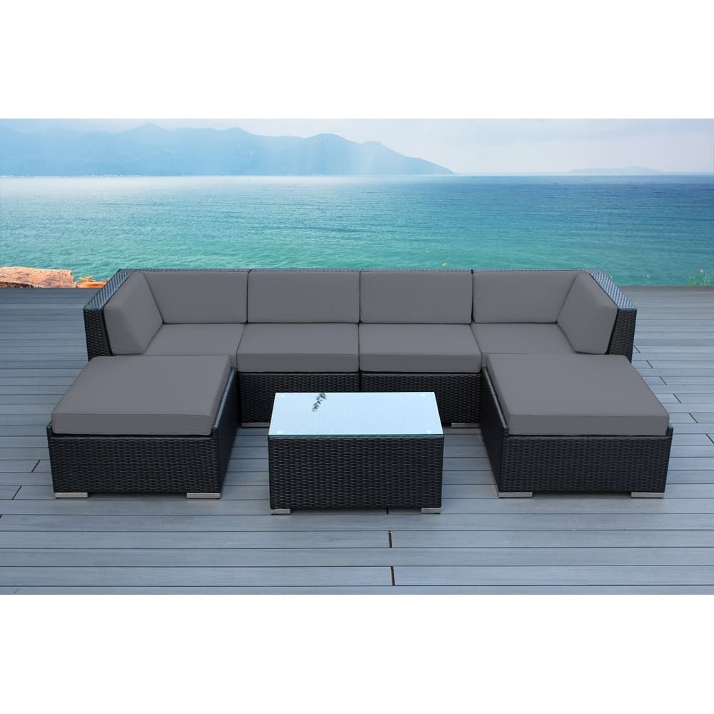 Ohana Black Wicker Outdoor 7-piece Conversation Set - No Assembly