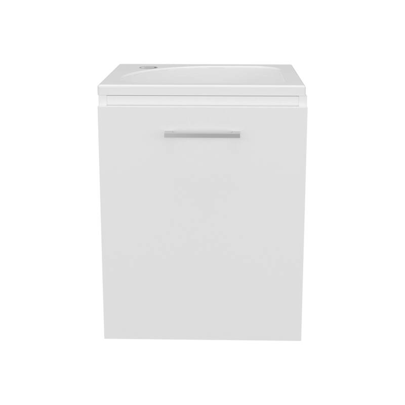 Floating, Wide One-Door Cabinet Vanity, With Resin Sink And One Shelf,Bathroom Storage