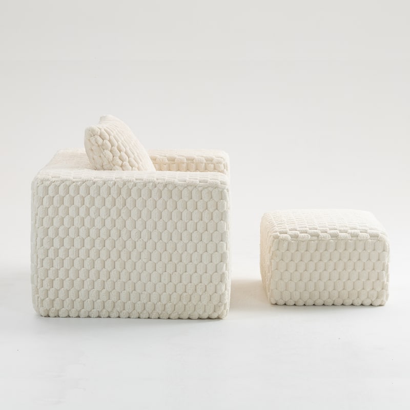 Luxurious Corduroy Fabric Lingge corduroy compression sofa with Ottoman