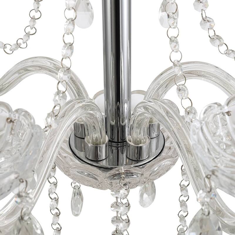 French Glam 5-Light Candle-Style Crystal Chrome Chandelier - 21.3in