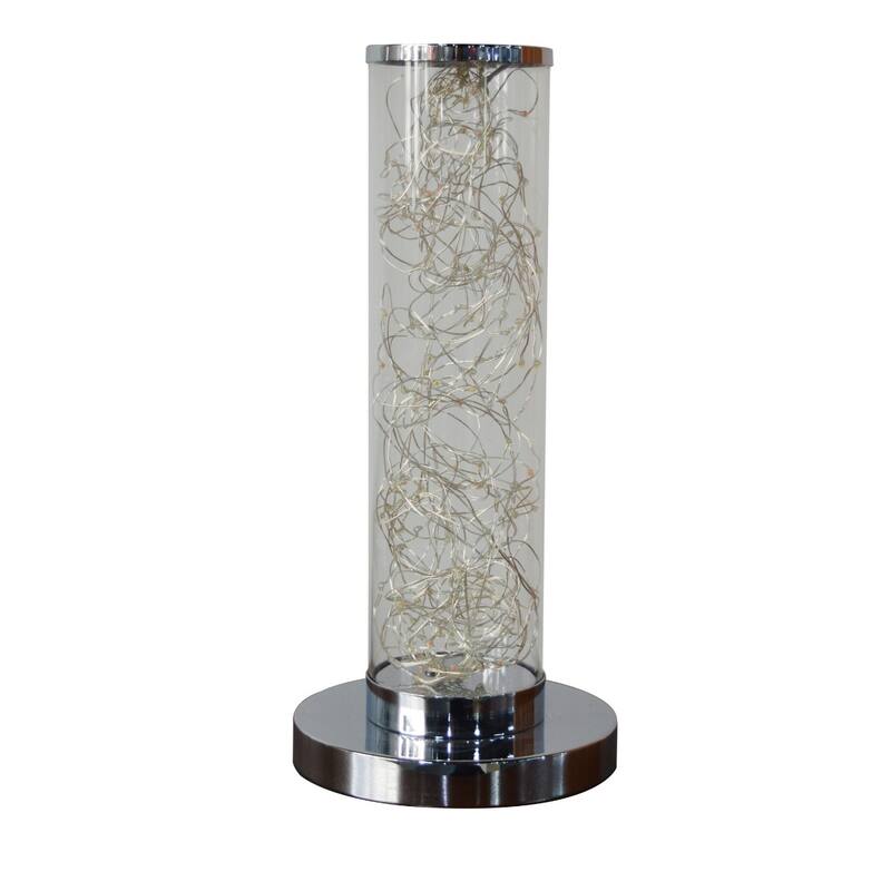 13" Silver Metal Column LED Table Lamp with Clear Rope Lighting - 6”x 6” x 13”