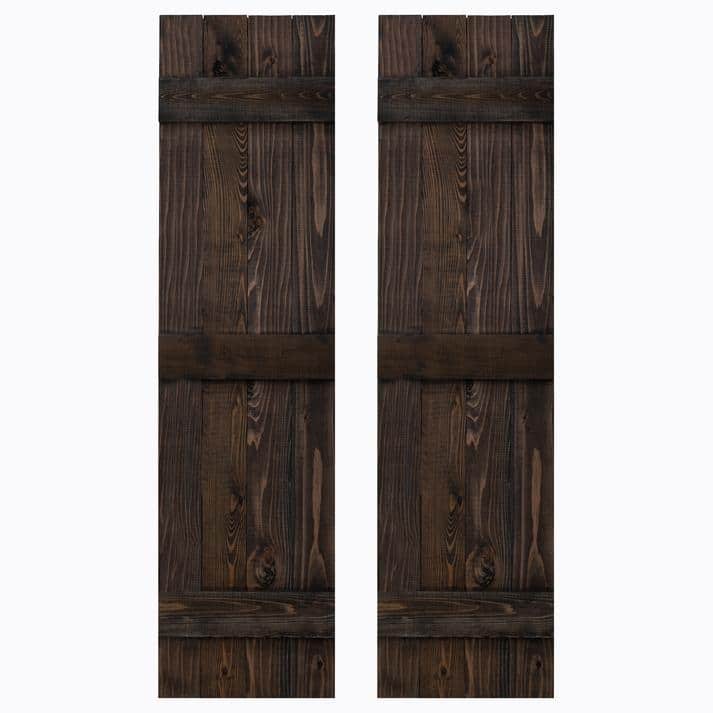 Traditional Board & Batten Exterior Shutters Pair - 60" - Slat Black