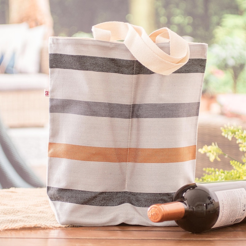 Novica Handmade Heres To Earth Cotton Wine Bottle Bag