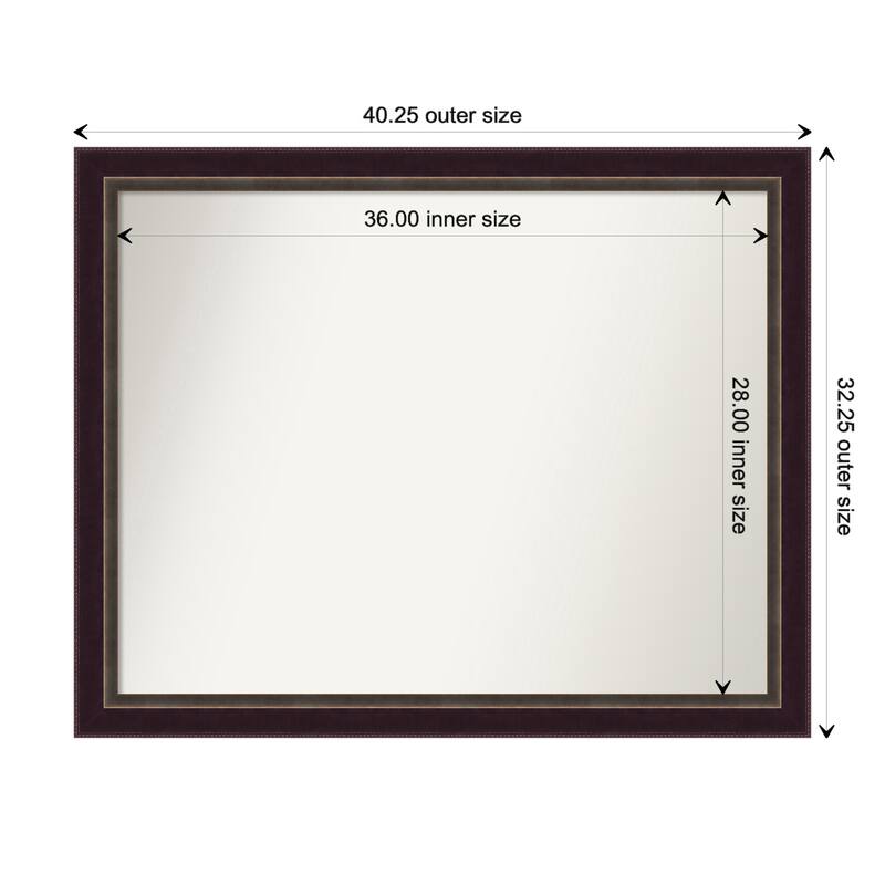 Signore Bronze Framed Non-Beveled Custom Wall Mirror, Bathroom Vanity Mirror - Outer Size: 40.25 x 32.25