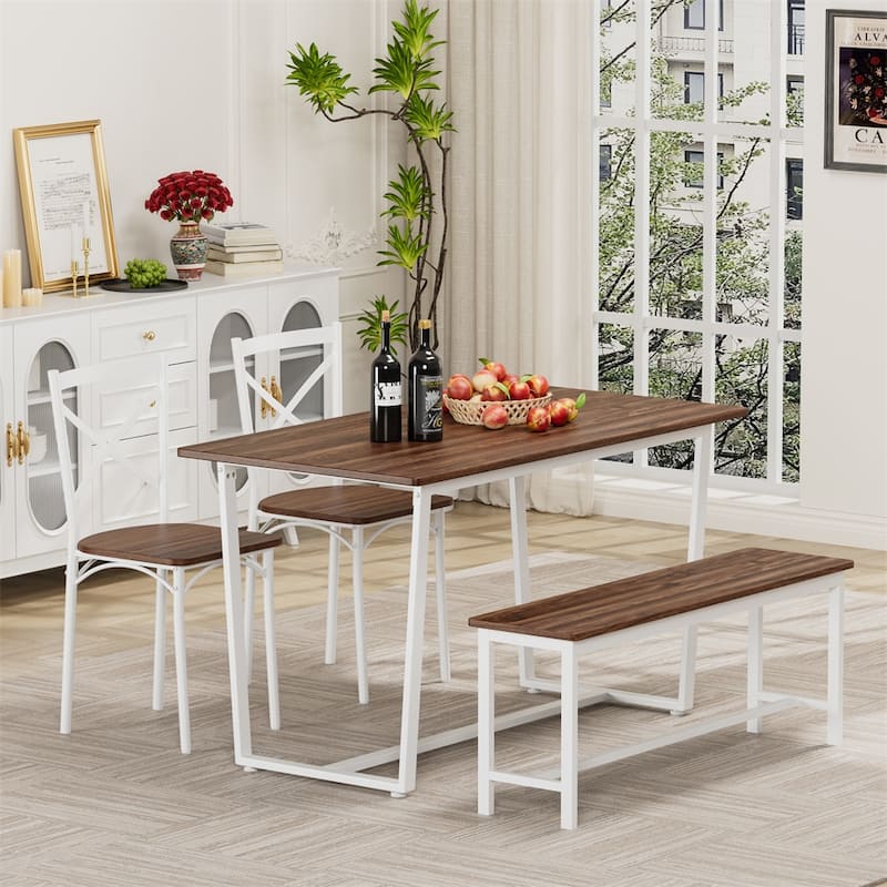 Four-Piece Set Table and Chair with Backrest,Solid Structure