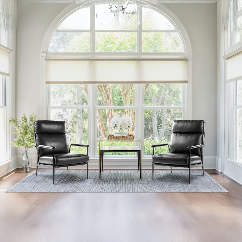 Glitzhome Set of 2 33.75"W Leatherette Armchairs With High Back and Padded Arms - 33.75" W x 39.5" H x 28" D