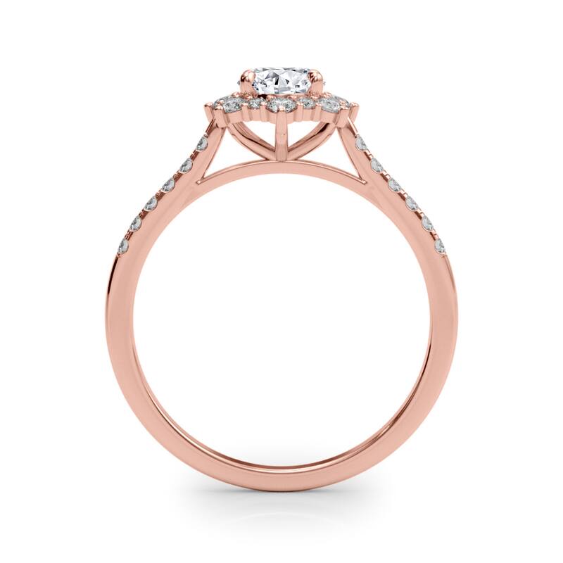 Auriya 14k Rose Gold Lab Grown Oval Diamond Halo Engagement Ring 0.50 to 5.00 ct. tw. (F-G VS)