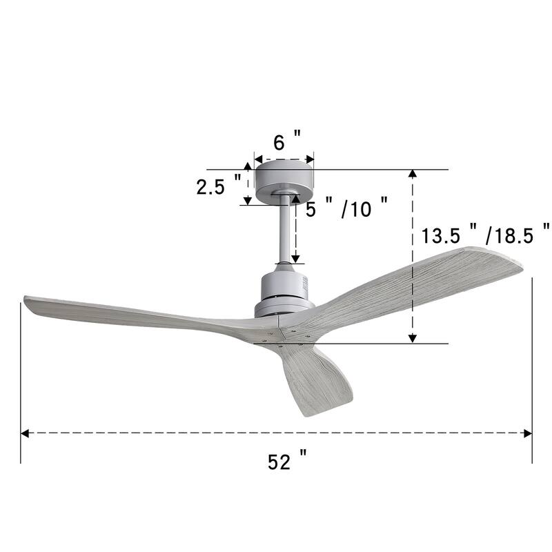 Wood Blade Ceiling Fans Without Lights, Reversible Blade Ceiling Fan