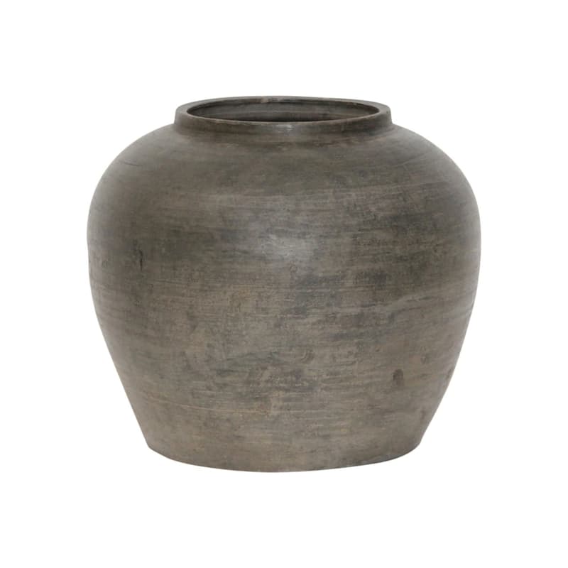 Artissance Vintage Charcoal/Gray Pottery Jar, 11 Inch Diameter(Size & Finish Vary) - 11"W x 11"L x 10"H