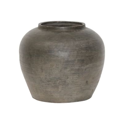 Artissance Vintage Charcoal/Gray Pottery Jar, 11 Inch Diameter(Size & Finish Vary) - 11"W x 11"L x 10"H
