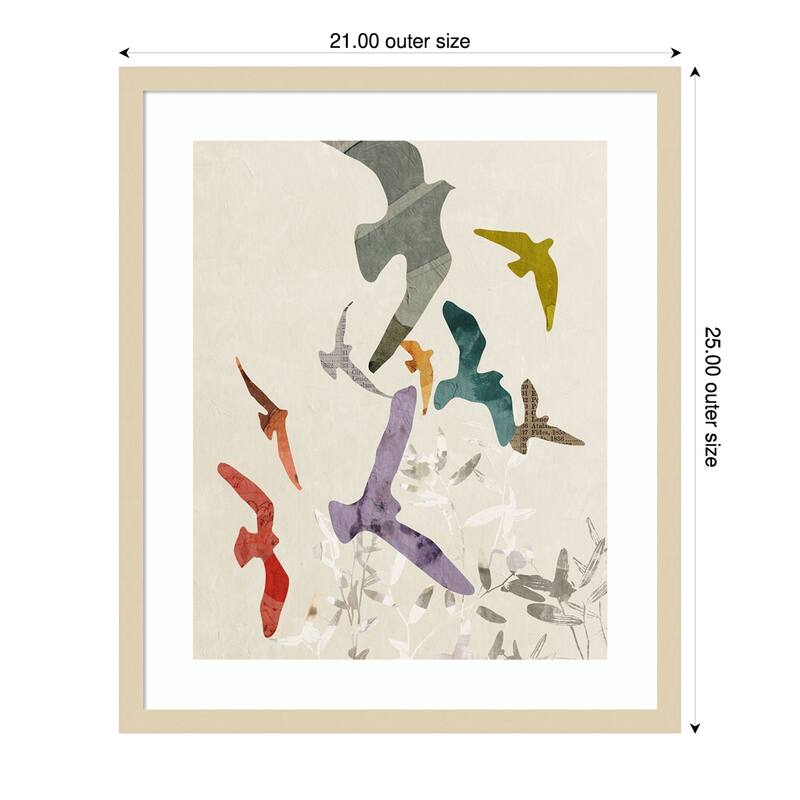 Flocking No.1 by Victoria Barnes Wood Framed Wall Art Print - 21 x 25 in - Brown