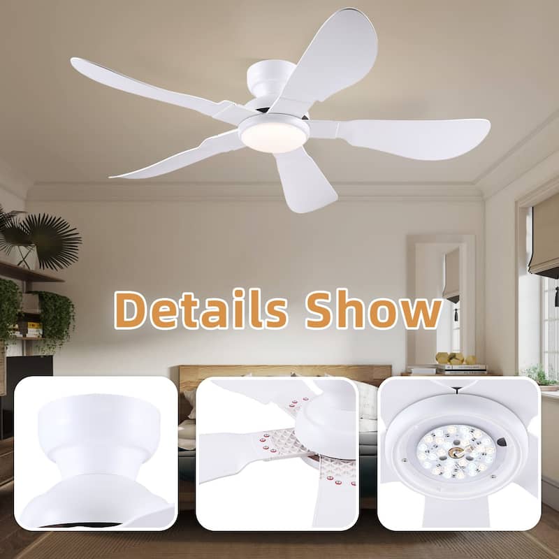 32/36/46/52 inches Low Profile Ceiling Fan with Light and Remote for Living Room Bedroom Kid's Room Patio