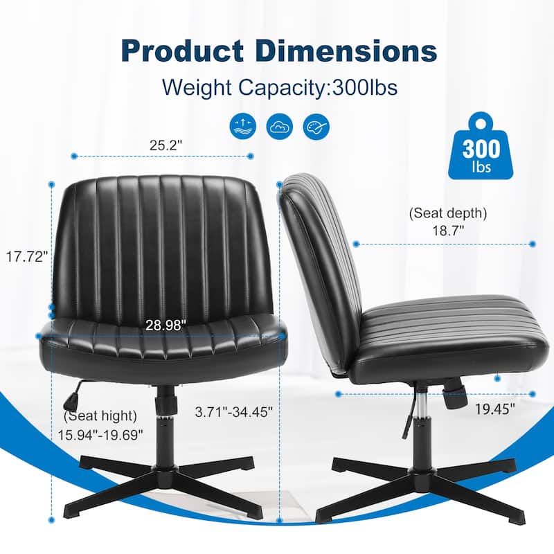 Modern Armless PU Leather Office Chair