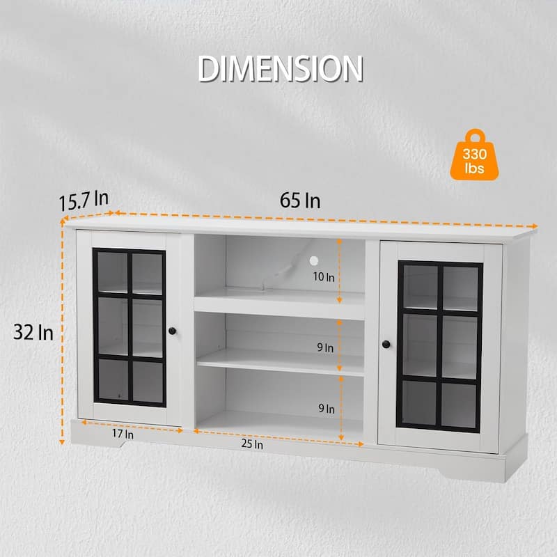 EROMMY 65 Inch TV Stand, Modern Entertainment Center with LED Lights & Storage. - 65inch.
