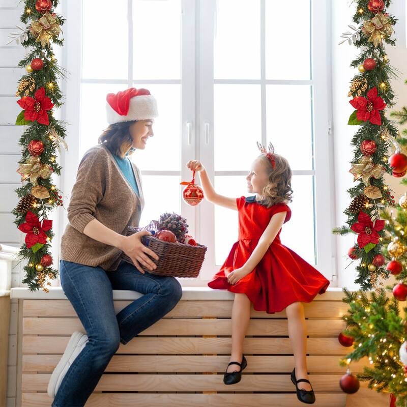 6ft Festive Decor Battery Operated Pre-Lit Christmas Garland - N/A