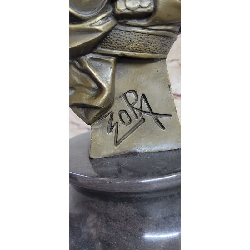 Real 100 Percent Bronze Sculpture Zora By Emmanuel Villanis Hot Cast Marble Base Figure