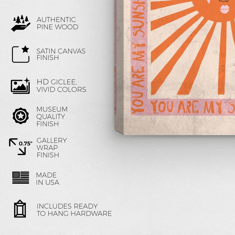 Wynwood Studio Canvas Typography and Quotes My Raylight Sunshine Pink and Light Pink Modern & Contemporary Wall Art Canvas Print