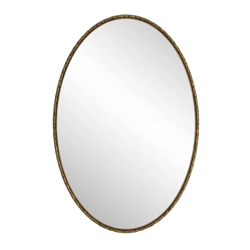 Iron Art Oval Retro Mirror - Antique Effect, Gold, Wall Hanging - Gold