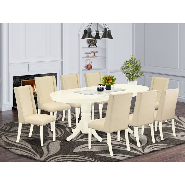 Shop VAFL9-LWH-01 9-Piece kitchen table set- 8 parson ...
