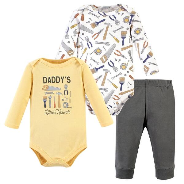 slide 1 of 1, Hudson Baby Infant Boy Long-Sleeve Bodysuits and Pants, Construction Work 0-3 Months - Construction Work
