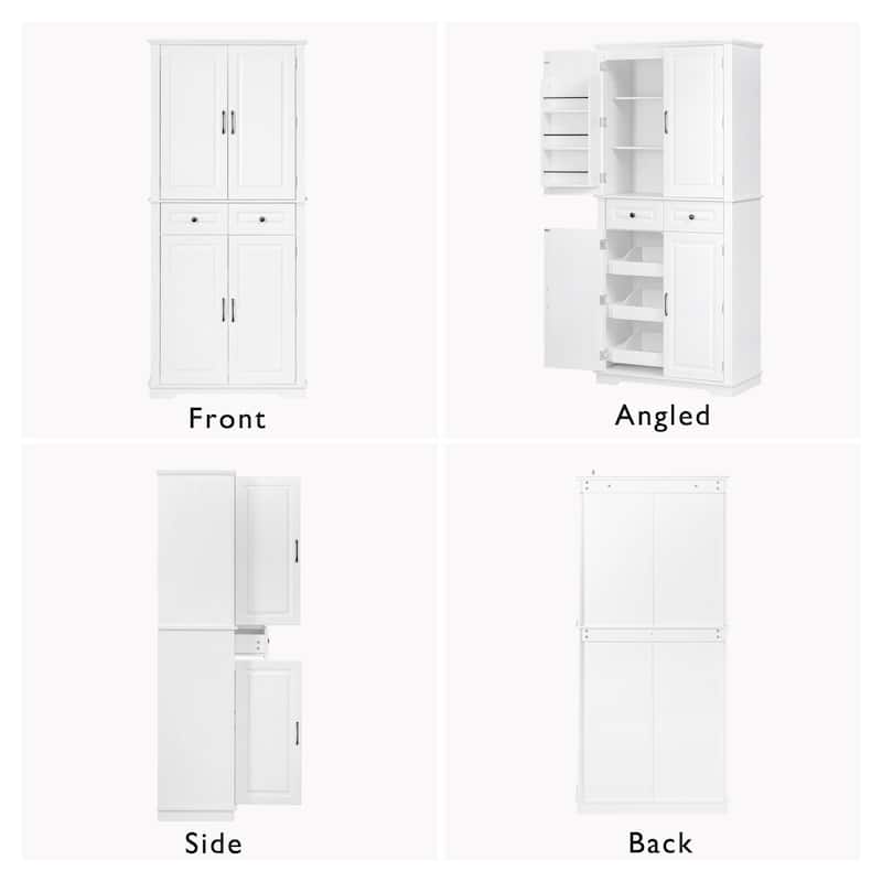 71" Tall Kitchen Pantry Cabinet with 3 Pull-Out Organizers, Freestanding Cupboard With Adjustable Shelves, Versatile Storage