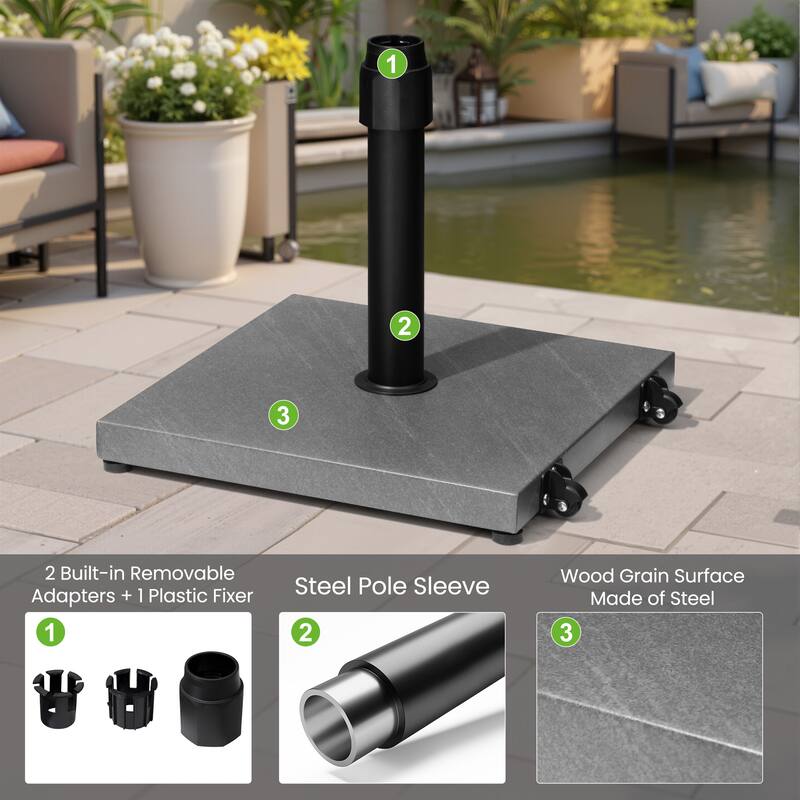 45LBS Outdoor Patio Square Concrete Market Umbrella Base Stand with Wheels